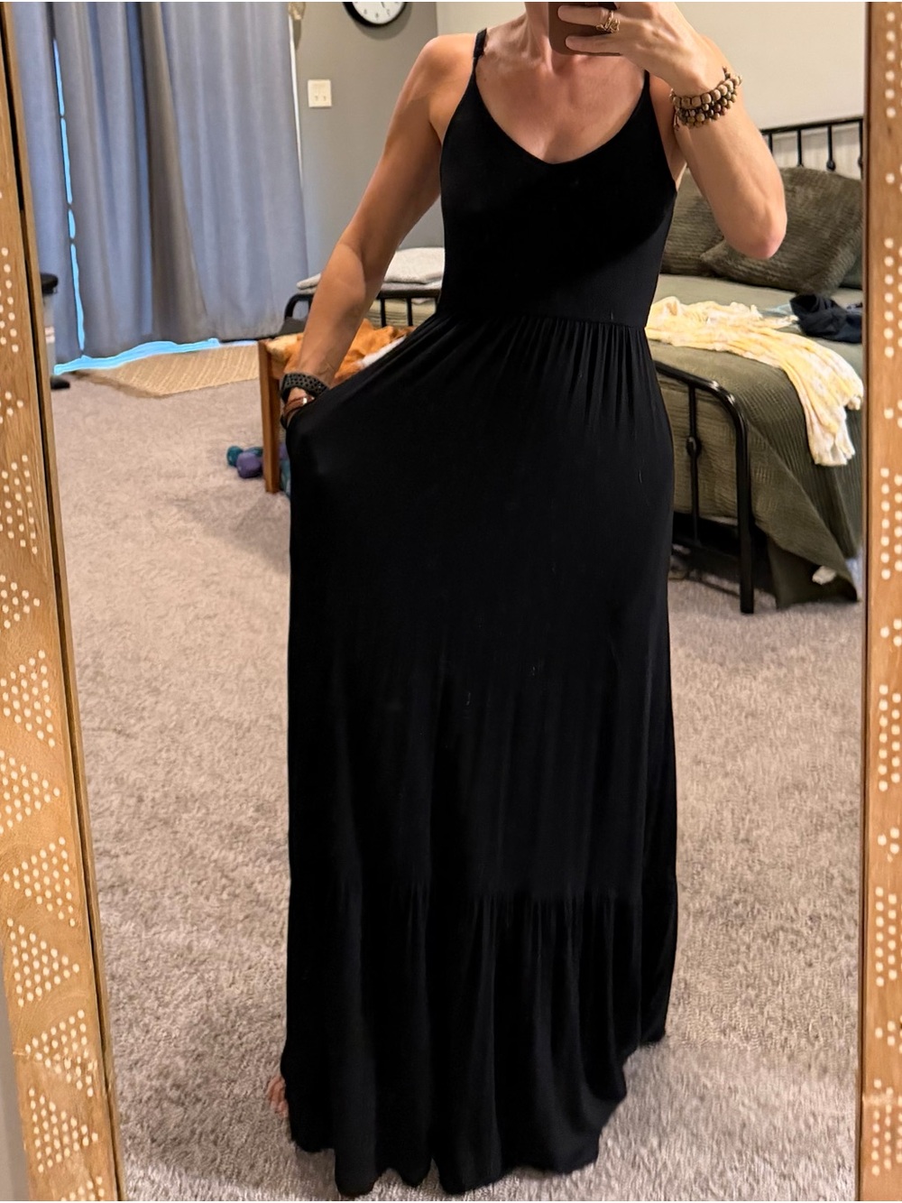 Evereve Black Spaghetti-Strap Maxi Dress